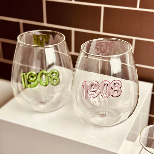 Green 1908 Stemless Wine Glass