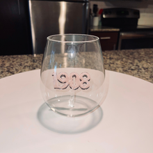 Load image into Gallery viewer, Pink 1908 Stemless Wine Glass
