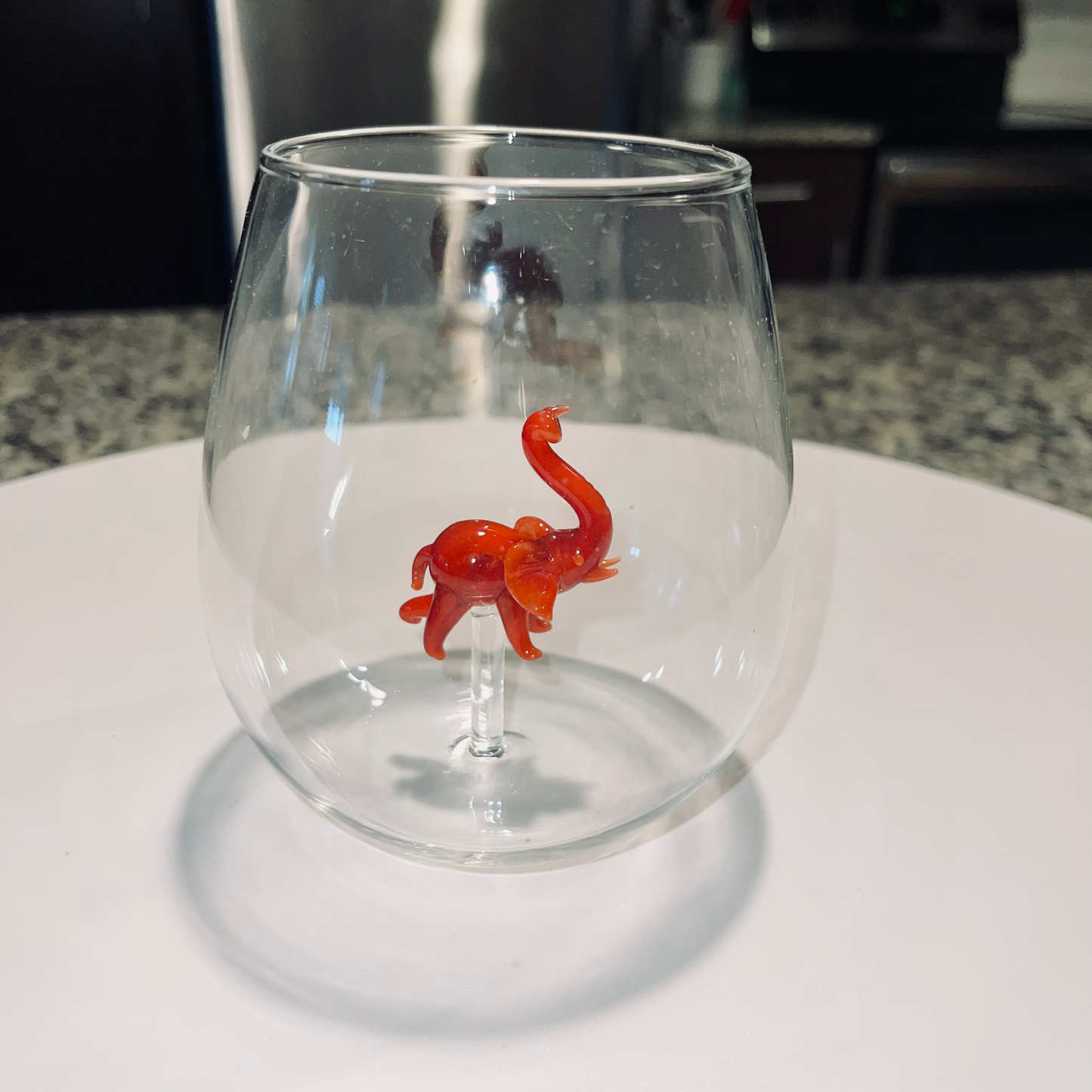 Red Elephant Stemless Wine Glass