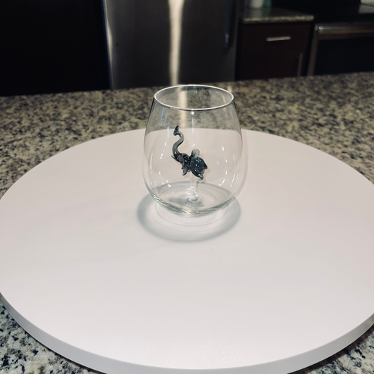 Black Elephant Stemless Wine Glass