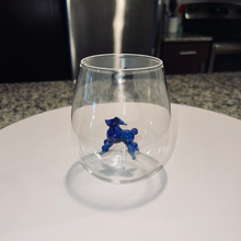 Load image into Gallery viewer, Blue Poodle Stemless Wine Glass
