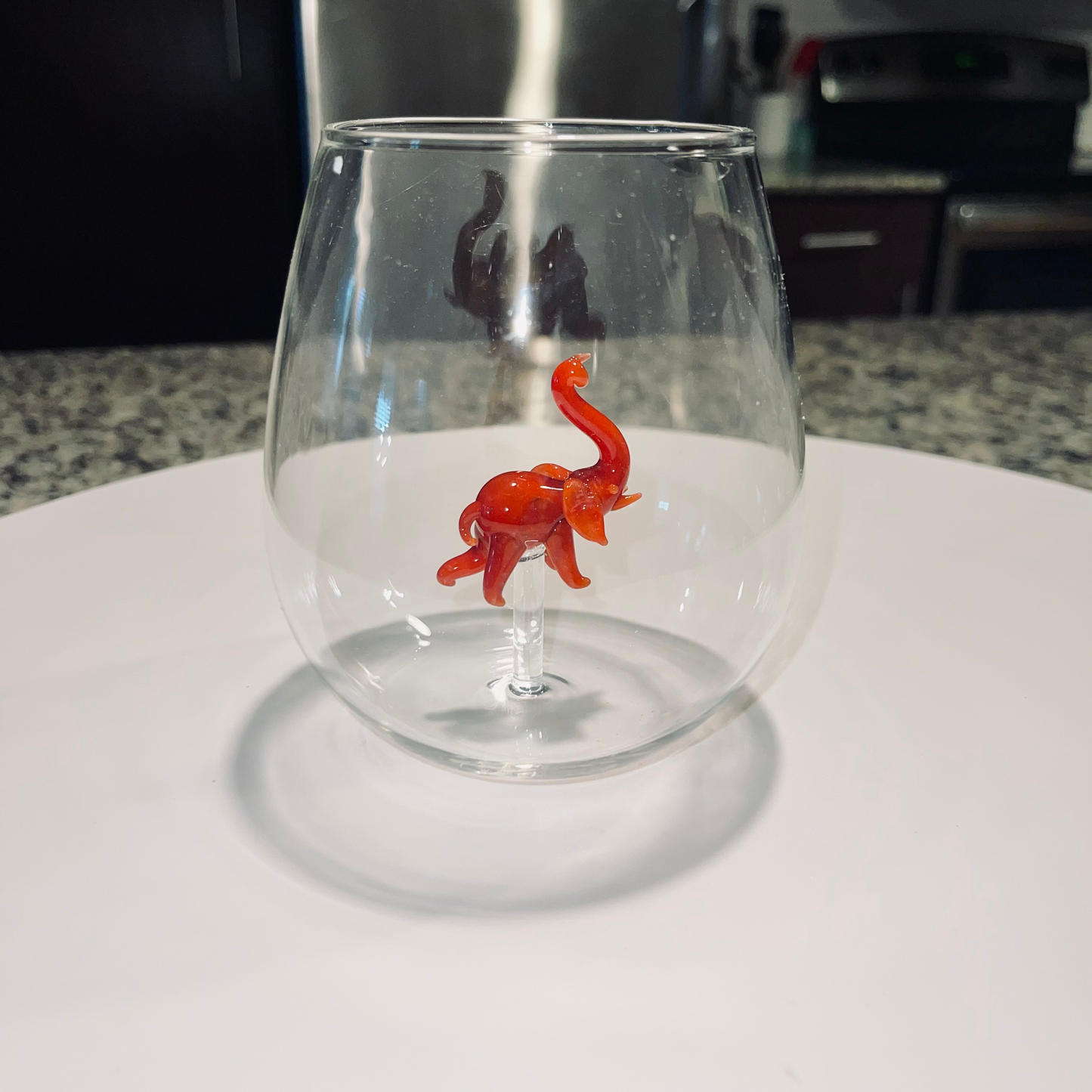 Red Elephant Stemless Wine Glass