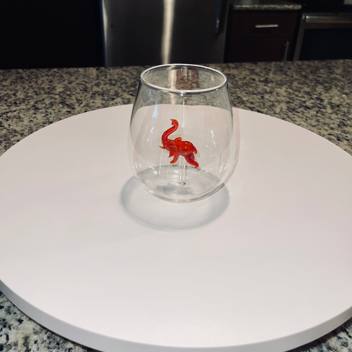 Red Elephant Stemless Wine Glass