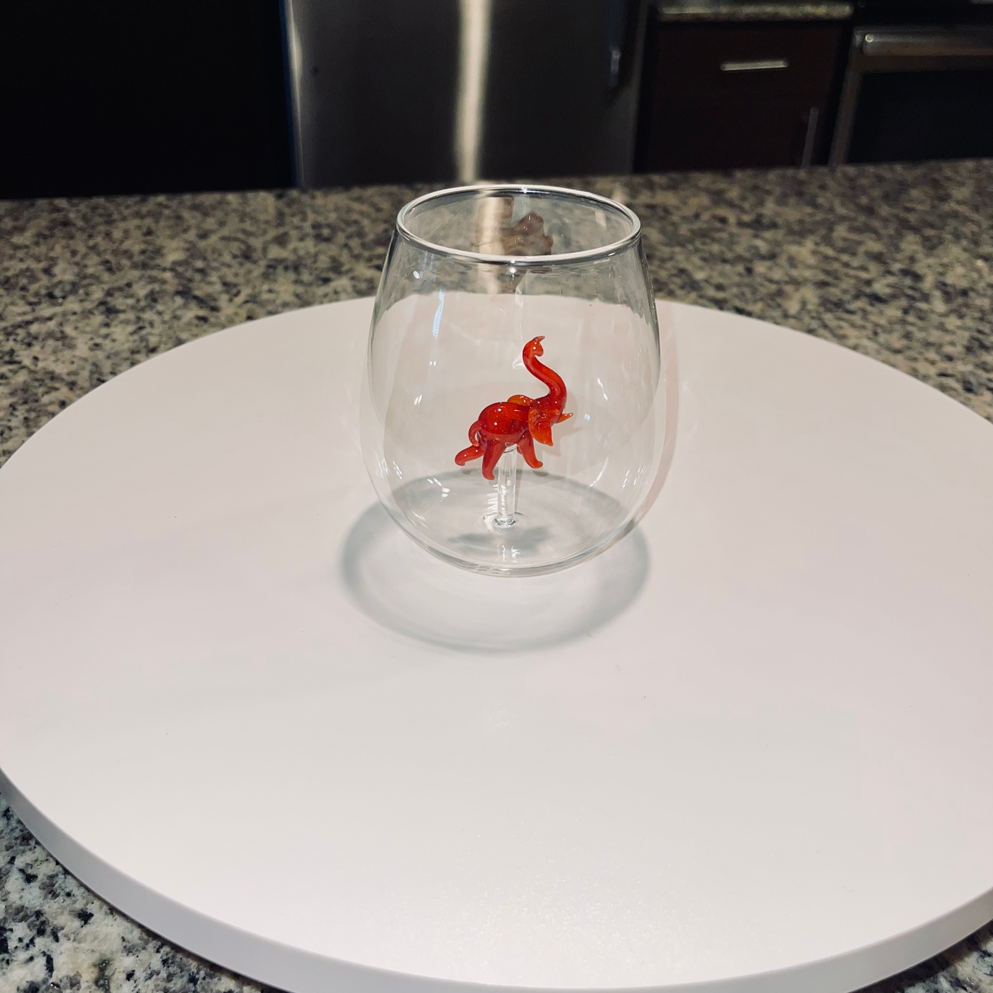 Red Elephant Stemless Wine Glass