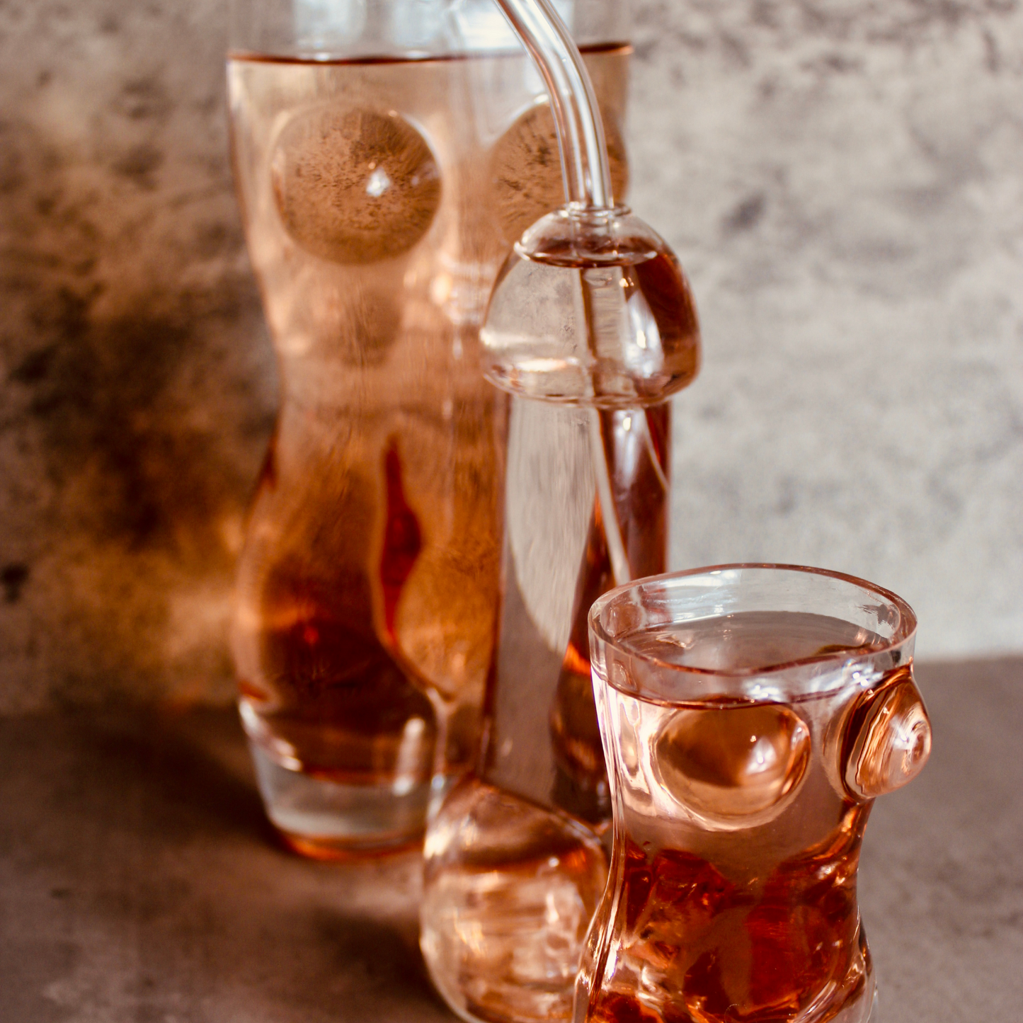 Male Figure Glass w/ Straw