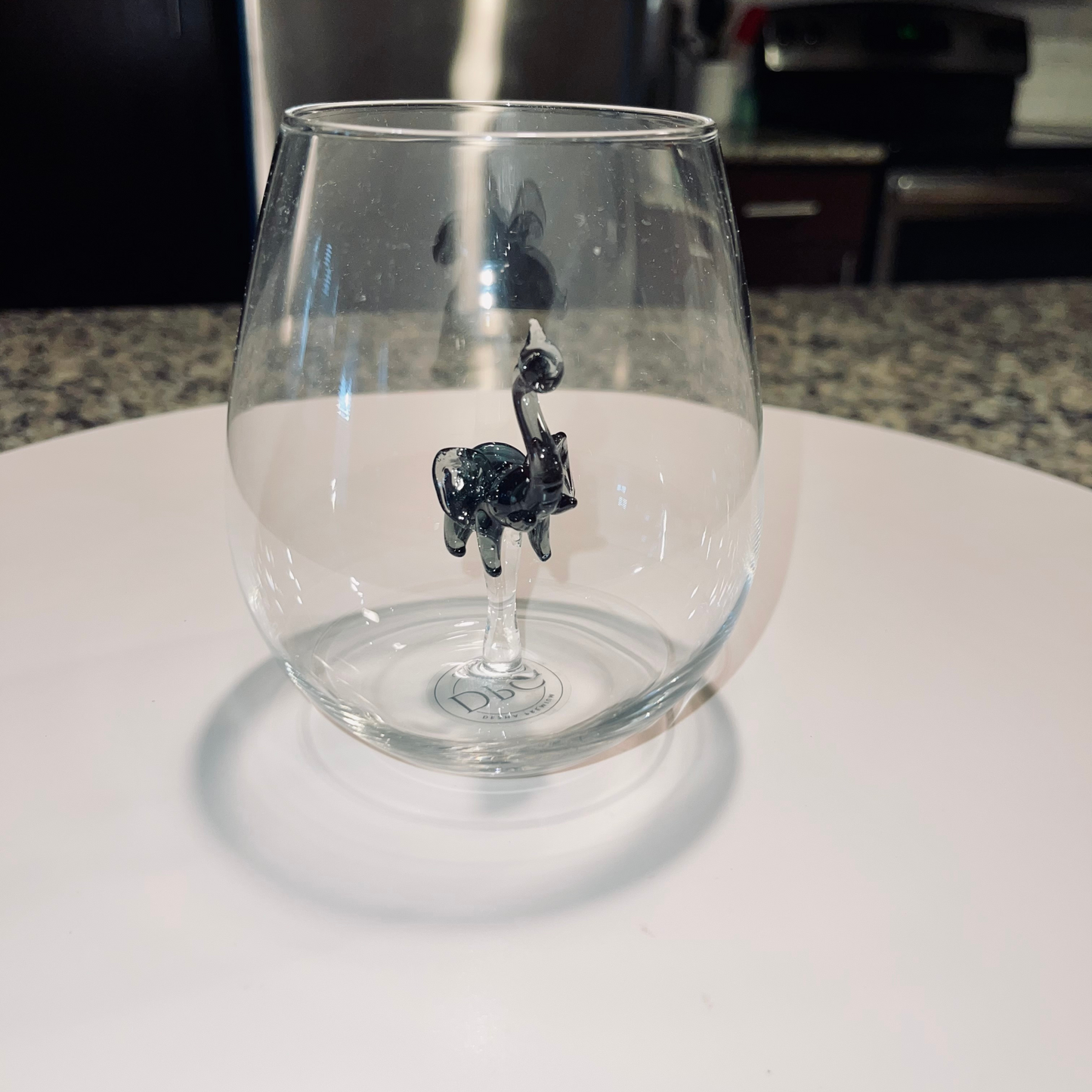 Black Elephant Stemless Wine Glass