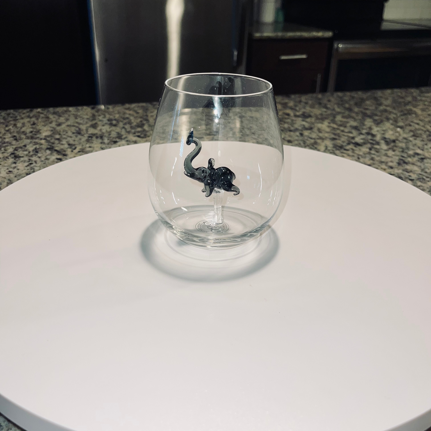 Black Elephant Stemless Wine Glass